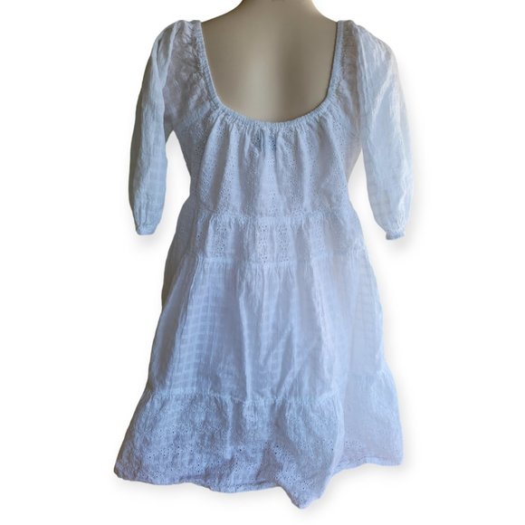 ASOS Mixed Broderie Tiered Mini Babydoll Dress | White | sz 6 | Cotton | Summer - Picture 4 of 11